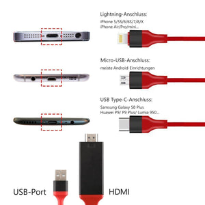 HDMI Kabel, 1080P, Transmit Audio und Video Heimkino für iOS und Android