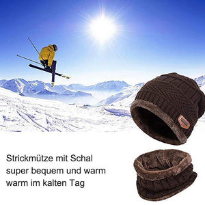 Warme Strickmütze mit Schal(Damen und Herren)