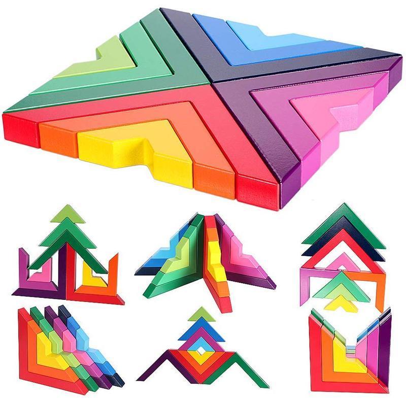 Geometrische Holzregenbogenblöcke