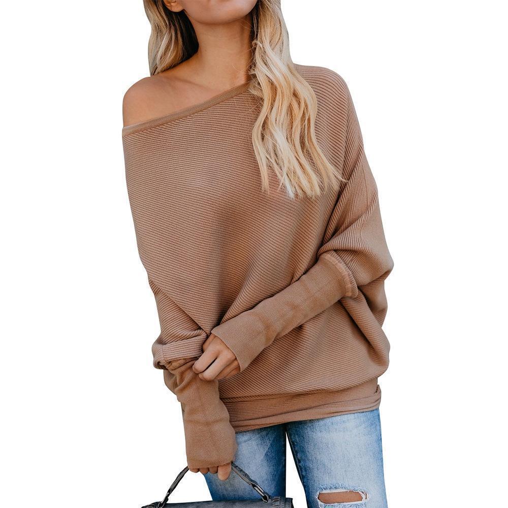 Lässiger Damen Pullover mit Schräger Ausschnitt