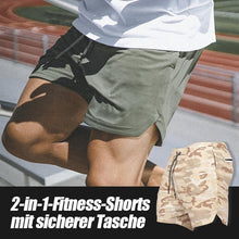 Laden Sie das Bild in den Galerie-Viewer, 2-in-1-Fitness-Turnhose mit sicherer Tasche ( Shorts &amp; Verkürzte Hose)