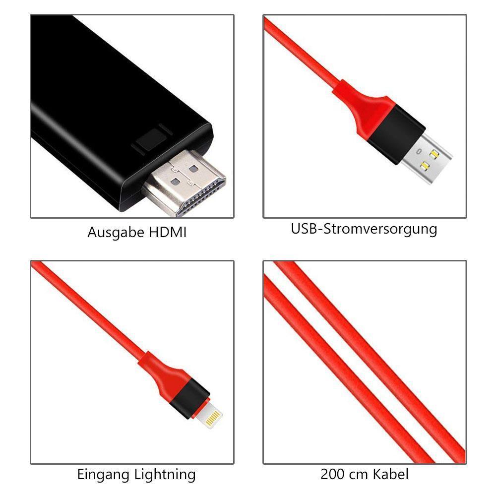 HDMI Kabel, 1080P, Transmit Audio und Video Heimkino für iOS und Android