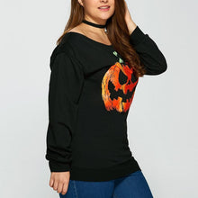 Laden Sie das Bild in den Galerie-Viewer, Damen Halloween Schulterfrei Sweatshirts