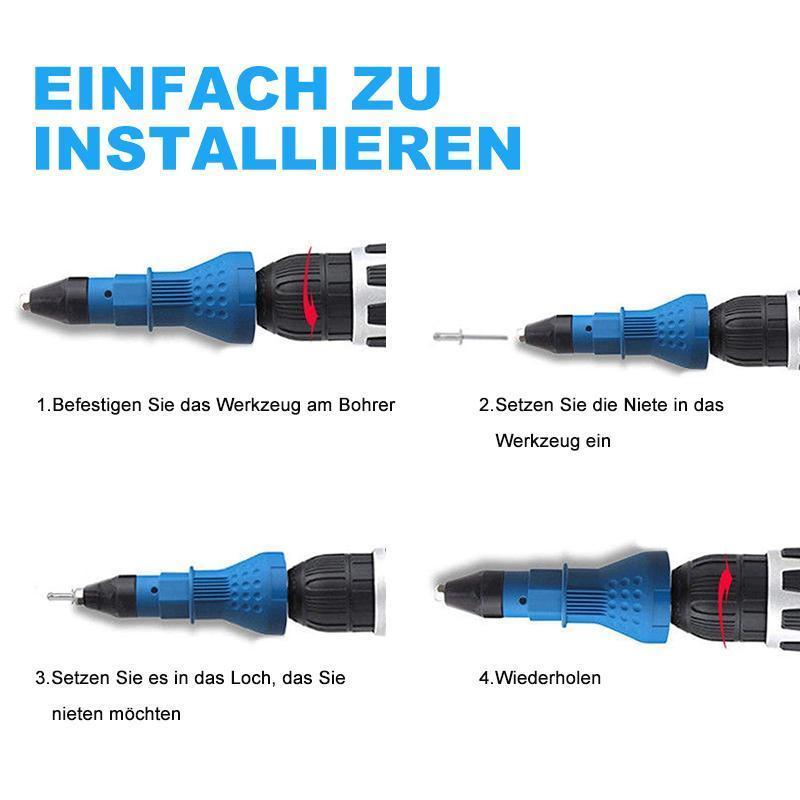 Abnehmbarer Nietpistolen-Bohradapter