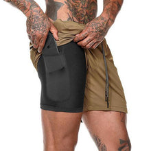 Laden Sie das Bild in den Galerie-Viewer, 2-in-1-Fitness-Turnhose mit sicherer Tasche ( Shorts &amp; Verkürzte Hose)