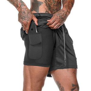 2-in-1-Fitness-Turnhose mit sicherer Tasche ( Shorts & Verkürzte Hose)