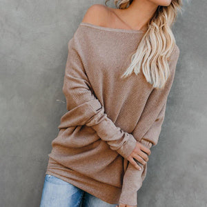 Lässiger Damen Pullover mit Schräger Ausschnitt